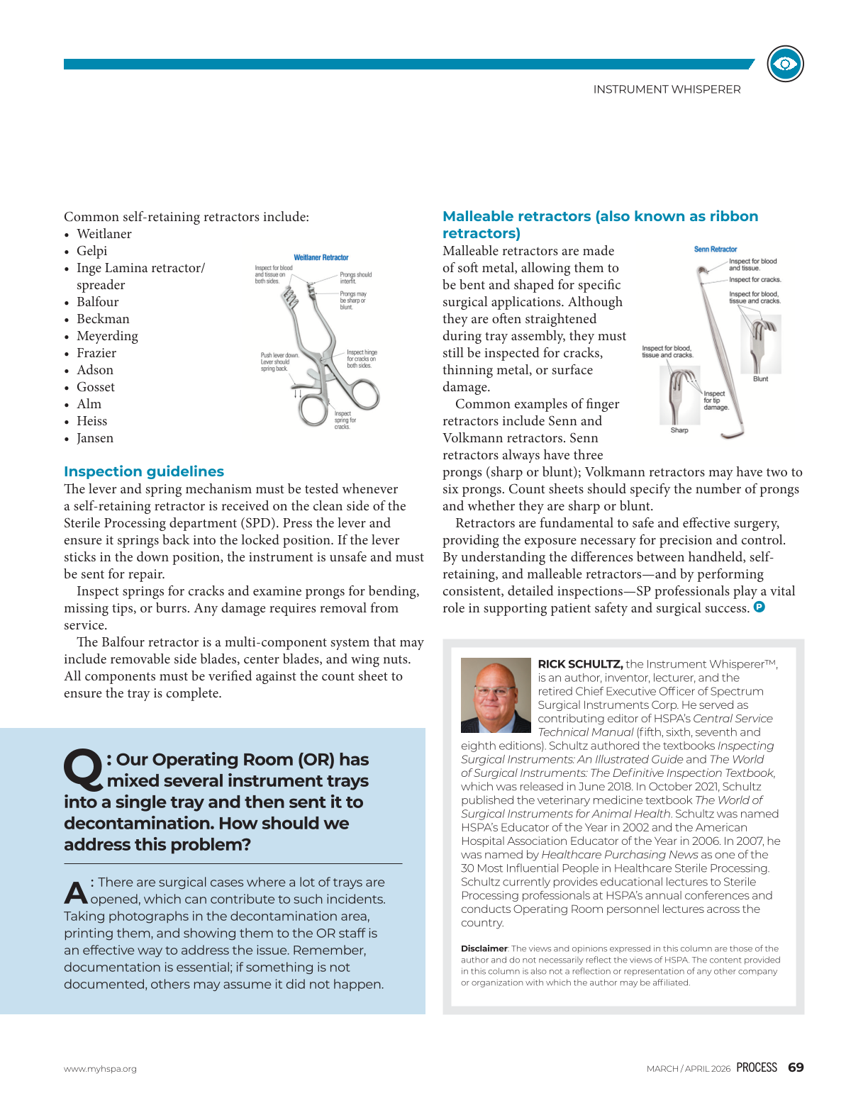 March/April 2026 Proper Inspection of Handheld and SelfRetaining Retractors, page 2
